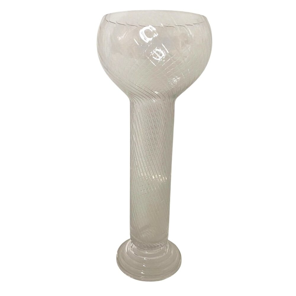 Clear Swirl Pedestal Glass Chalice / Goblet — Vintage-Look, Boho Decor